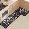 Tapete de Cozinha Amazon Transfronteiriço Tira Duas Peças Absorvente de Óleo Resistente à Sujeira Padrão Talheres, Garfo e Colher Tapete de Chão para Cabelo