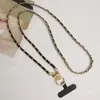 Correa de Cadena de Perlas Cruzada para Teléfono para Mujer, Correa Larga de Cuello Estilo Chanel Pequeña, Cadena Colgante Universal para Funda de Teléfono
