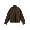 Chaqueta de Cuero PU Decorativa con Cremallera para Motocicleta para Hombre Otoño Americana Holgada Cuello Alto Versátil Chaqueta de Cuello Alto de Gama Alta