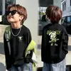 Blusas de manga comprida 100% algodão para meninos na primavera e no outono, novos suéteres casuais estilosos para crianças pequenas, roupas infantis com desenhos animados da moda