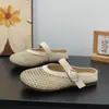 Mules de Malla Tejida Hueca para Mujer 2026 Tendencia Primavera/Verano Súper Populares Estilo Romano Retro Zapatos Medios Adelgazantes