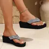 Novas Sandálias de Plataforma da Moda de Verão para Mulheres, Chinelos de Solado Grosso com Strass, Sapatos de Praia, Sandálias de Salto Alto