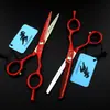 Tijeras de Peluquería Shenxingzhe de 6.0 pulgadas con Patrón Rojo Pintado, Tijeras para Cortar el Cabello, Tijeras Rectas, Tijeras Entresacadoras