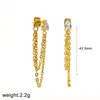 Brincos de Corrente de Vento com Cruz e Tassel, Adornos de Orelha, Leve Luxo, Sensação de Alto Padrão, Brincos Stud Piercing, Cor Dourada 18k, Brincos que Não Desbotam
