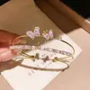 Diseño de Nicho Mariposa Circonita Oval Abierto Pulsera Brazalete Lujo Ligero Gama Alta de Moda Pulsera Simple Versátil Joyería para Mano para Mujeres