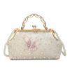 Bolsa de Mão de Clipe para Comércio Exterior da Moda para Mulheres, Pequena Bolsa de Noite com Corrente de Pérolas Estilo Chanel, Bolsa Concha Transversal Versátil