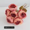 Flores artificiales de rosa y peonía con borde deshilachado vintage, 6 tallos, transfronterizas, para decoración del hogar y bodas, ramo de alta gama al por mayor
