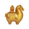 Ornamento de Mahjong em Liga com Formato de Cavalo, Peça Rotatória de Mão Cavalo Tang e Lingote, Decoração de Riqueza Instantânea para Casa e Escritório