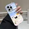 Capa de Celular Temática de Gato Adequada para iPhone 17 Pro, Apple 16, com Bordas Arredondadas, Janela Grande, Capa Protetora de Couro, Alto Valor Estético