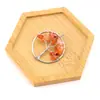 Colgante de Árbol de la Vida de Cristal de Ágata de Color Mixto Árbol Arcoíris Árbol de la Fortuna Piedra Triturada Envuelto en Alambre Accesorios N744 Forma de Corazón