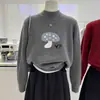 Suéter de Punto Suave y Cálido con Jacquard de Setas Pequeñas, Cuello Alto, Holgado, Adelgazante, Jersey 2025 Otoño/Invierno