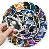 50 pegatinas vintage con temática espacial para la exploración espacial transfronteriza, diseños de astronautas y planetas, pegatinas decorativas impermeables para tazas térmicas