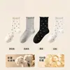 Meias de Algodão Antibacterianas Estilo Coreano Vazadas Florais 10A para Mulheres Doces Meninas Outono Inverno Meias Amontoadas Renda Estilo Japonês Meia-Calça