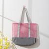 2025 Primavera y Verano Nuevo Bolso Satchel de Malla de Gran Capacidad Calado Malla Lona Empalmada Bolso de Hombro Satchel Bolsa de Compras