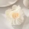 Grampo de Cabelo Flor Rosa 3D em Organza para Mulheres, Acessório de Cabelo Estilo Francês para Coque Despojado, Prendedor de Cabelo Tipo Pinça Tubarão, Grampo para Coque