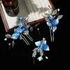 2025 Diseño Original Estilo Vintage Terciopelo Sintético Flor Elemento Mariposa Pinza para el Cabello Versátil Set Accesorios para el Cabello Estilo Chino Nuevo Clásico Hanfu