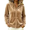 Roupas femininas transfronteiriças 2026 Moda europeia e americana outono e inverno novo moletom casual para o dia a dia com cordão, capuz, zíper e mangas compridas