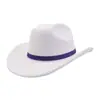 Sombrero de Lana Vaquero Estilo Occidental Transfronterizo para Hombre y Mujer Sombrero de Jazz Sombrero de Copa de una Línea Sombrero de Ala Ancha Yzd128