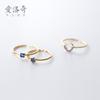 Anillo de plata Nalan s925 para mujer, estilo coreano, fresco, geométrico, redondo, con microincrustaciones de diamantes azules, joyería dulce J6131