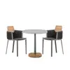 Conjunto minimalista de silla Teku de aleación de aluminio tejida con cuerda Olyfin y mesa redonda de losa de roca, Muebles de teca para patio exterior nórdico
