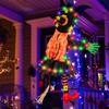 Decoración de Árbol Halloween Transfronteriza Bruja Fantasma Árbol Brillante Luces de Colores Cuerda Ajustable Lazo Pelo Naranja Estrella