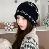 Gorro de punto Fair Isle con borde enrollado para mujer, gorro vintage versátil para otoño e invierno, para cara pequeña, protección para los oídos a prueba de frío, turbante