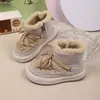 Sapatos de Algodão com Forro de Fleece para Bebê Menino e Menina de 3 a 7 Anos Sapatos Macios Antiderrapantes para Crianças Pequenas Botas de Neve Grossas e Quentes de Inverno