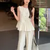 Nuevo Chaleco de Verano sin Mangas Estilo Chino para Mujer 2025 Nuevo Spliced Satén Delgado Elegante Versátil Top