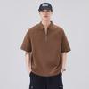 Camiseta Polo Casual de Color Puro Artístico para Hombre Shanggu Manga Corta Estilo Japonés Americano Suelta Casual Cuello