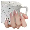 Contas de Vidro Transparente Branco Porcelana Olho de Gato de Cristal Adesivos para Unhas Postiças Vestíveis Feitos à Mão 10 Peças Estilo Curto