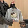 Conjunto de Vestido Moletom de Outono para Meninas, Conjunto de Duas Peças com Moletom Redondo 3D de Desenho Animado e Saia Estampada de Leopardo para Crianças, Fofo para Meninas