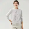 Cardigan de punto Campbell's 25% seda de morera 75% cachemira para mujer, cuello redondo, manga corta, conjunto superior