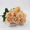 Ramo Alto Artificial de Rosas Rizadas de 10 Cabezas Ramo Francés Decoración del Hogar Camino de Boda Flor Artificial Flor de Rosa Falsa