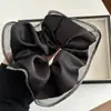 Goma para el pelo de moda de alta gama estilo coreano, con encaje de malla negra y pedrería, para mujer, elegante goma de satén para coleta