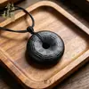 Colgante de Obsidiana Natural Pixiu, Colgante de Obsidiana Dorada de la Paz, Placa de Obsidiana de Paz y Seguridad, Colgante de Joyería Unisex