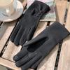 Nuevos Guantes Cálidos de Otoño e Invierno con Diseño de Nicho de Botón de Color Sólido, con Forro Polar, Moda para Exteriores, de Dedo Largo para Ciclismo, a Prueba de Frío