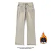 Pantalones con Estilo Streetwear Americano Jeans Lavados Retro Desgastados Hombres y Mujeres Nuevo Estilo Adelgazantes Canalla Genial Micro Acampanados Pierna Recta Pantalones Largos
