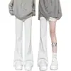 Pantalones acampanados blancos para mujer, nuevo estilo otoño 2026, de talle alto, adelgazantes, aptos para petite, pantalones de chándal casuales, pantalones deportivos microacampanados versátiles