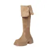 Botas Altas Hasta la Rodilla con Tacón Grueso Maillard de 8 cm~, Color Caqui Otoño e Invierno, Botas de Montar de Caña Alta Convertibles