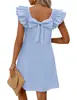 Moda Femenina Europea y Americana 2026 Sitio Independiente de Amazon Tk Moda Primavera y Verano Vestido de Manga con Volantes de Doble Capa con Lazo en la Espalda