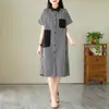 Vestido Cárdigan de Punto Largo a Cuadros Artístico Retro con Bloques de Color, Delgado, Holgado, Moda Verano 2026 para Mujer