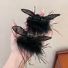 Presilha de Garra Pequena com Renda de Pena Super Fada e Orelha de Coelho para Mulheres 2025 Nova Clip para Franja Lateral Atmosférica Grampo de Cabelo