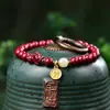 Pulsera de Arena Púrpura Dorada de Alto Contenido Cinnabar para el Año Nuevo para Mujer, Pulsera de Arena Imperial para el Año de Nacimiento, Regalo Pixiu para el Día de San Valentín para Novia