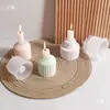 Molde Criativo para Suporte de Vela Perfumada Listrada Redonda DIY Ornamento de Vaso de Resina Epóxi Cristal Silicone