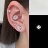 Coleção de tarrachas para cartilagem da orelha de trevo de quatro folhas piscante zircônia aço titânio médico tarracha de rosca brincos para mulheres lóbulo da orelha piercing tarracha coclear de luxo leve