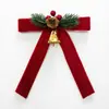 Enfeite de Natal 2026 Laço de Veludo Decorações de Árvore de Natal Sinos Pingentes Decoração de Cena Cabide de Porta