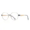 Montura Óptica Retro Redonda Exportación Punto 3175 Remache Clásico Alambre Dorado Protección Ocular Espejo Plano Gafas para Mujer Anti Luz Azul