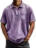 2026 Sitio Independiente de Amazon Transfronterizo Camisa Polo Casual Versátil de Manga Corta con Botones 100% Algodón para Hombre