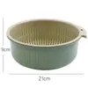 Conjunto de Cestas de Drenagem de Plástico de Camada Dupla, Escorredor Multifuncional de Cozinha para Lavar Arroz Frutas Legumes