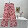 Calça de Pijama de Seda de Algodão para Mulheres, Estilo Fino para Primavera e Verão, Tamanho Grande, Caimento Solto, Calça de Perna Larga de Algodão Artificial, Pode Ser Usada Fora de Casa, Versátil, Cintura Alta, Leve